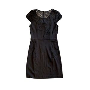 Kensie Little Black Dress with Lace Inserts So Versatile and Classic Size Small
